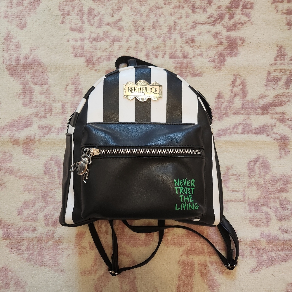 Beetlejuice Black and White Striped Backpack